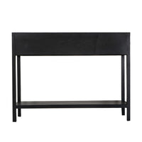 Dana 39 Inch Sofa Console Table, 2 Rattan Drawers, Black Finish, Brown - BM284930