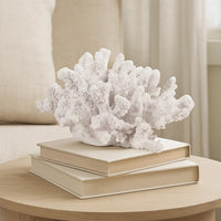Lily 9 Inch Faux Coral Accent Sculpture, Polyresin Table Decoration, White - BM284966
