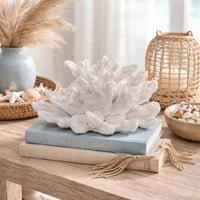 Lily 9 Inch Faux Coral Accent Figurine, Polyresin Tabletop Sculpture, White - BM284968