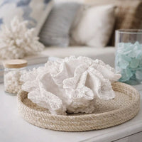 Lily 9 Inch Faux Coral Table Figurine, Polyresin Textured Sculpture, White - BM284969