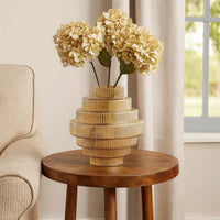 Rae 10 Inch Glass Vase, Geometric Round, Amber Yellow and Clear Finish - BM284989