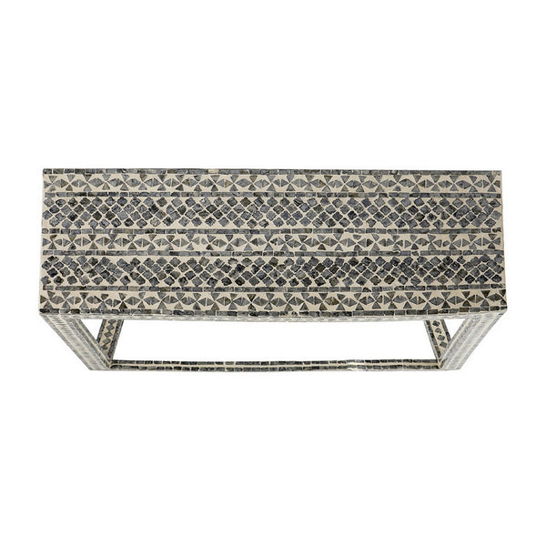 36 Inch Accent Console Table, Capiz Shell Inlay, Rectangular, Gray - BM285102