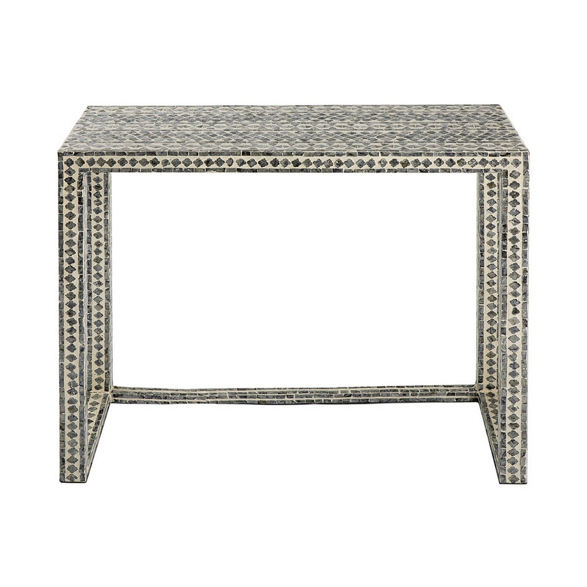 36 Inch Accent Console Table, Capiz Shell Inlay, Rectangular, Gray - BM285102