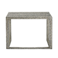 36 Inch Accent Console Table, Capiz Shell Inlay, Rectangular, Gray - BM285102