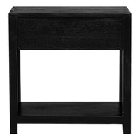 Rosette 22 Inch Side End Table, Natural Brown Rattan Front Drawer, Open Shelf, Black Mango Wood Frame - BM285122