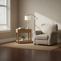 Rosette 22 Inch Accent Side Table, Rattan Front Drawer, Open Shelf, Natural Brown Mango Wood Frame - BM285123