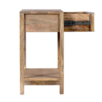 Rosette 22 Inch Accent Side Table, Rattan Front Drawer, Open Shelf, Natural Brown Mango Wood Frame - BM285123