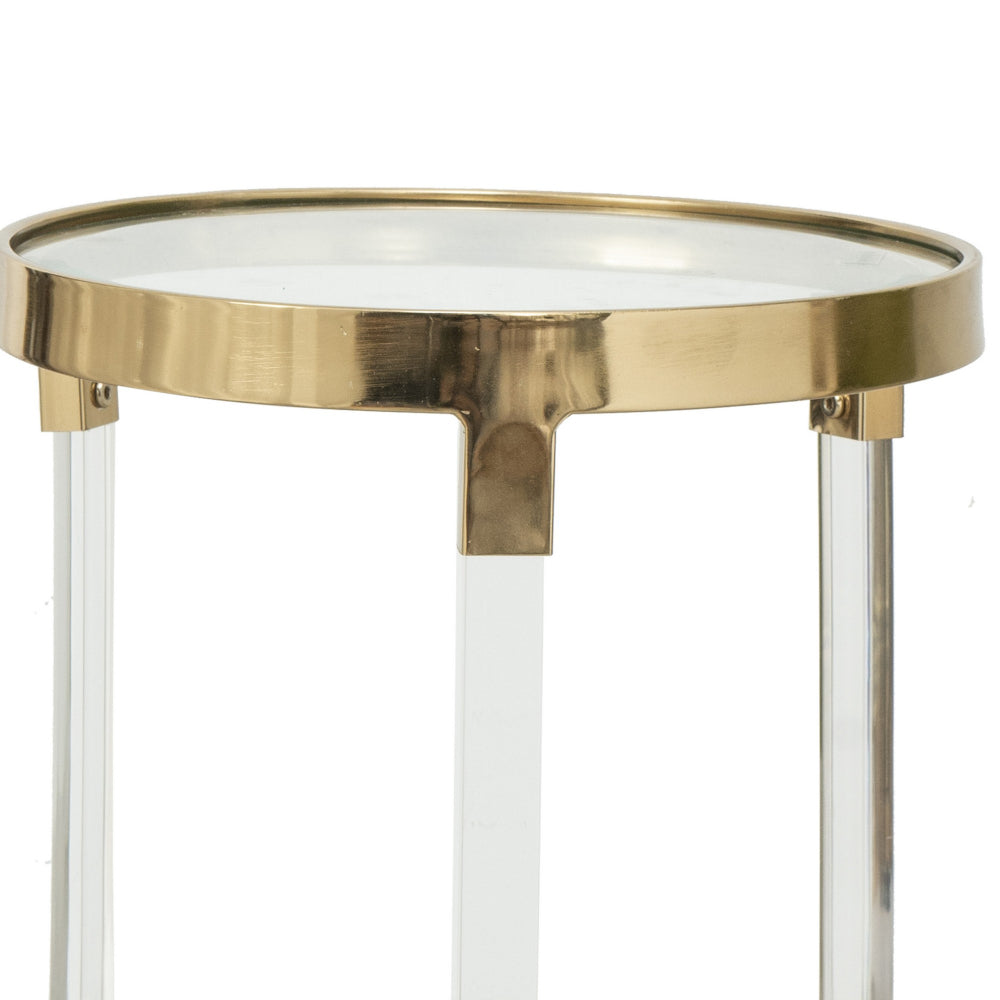 24, 21 Accent Tables, Acrylic Clear Legs, Glass Top, Set of 2, Gold - BM285128