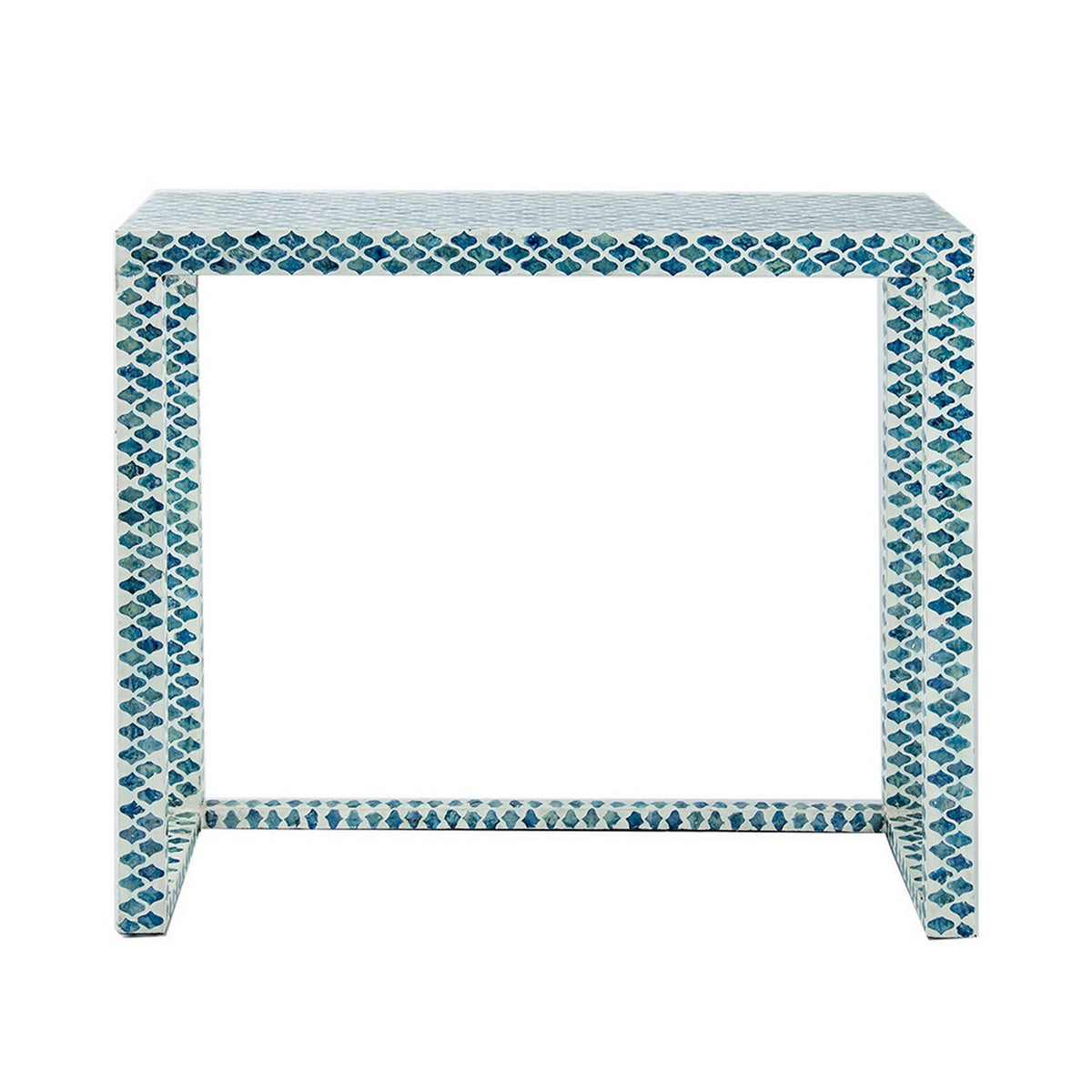 36 Inch Accent Console Table, Capiz Shell Inlay, Rectangular, Blue - BM285148