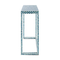 36 Inch Accent Console Table, Capiz Shell Inlay, Rectangular, Blue - BM285148