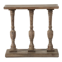 36 Inch Console Table, Fir Wood, Classical Turned Pedestal Base, Gray - BM285154