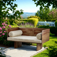 Enid 55 Inch Two Seater Sofa Bench, Modern Rustic Wood Frame, Brown - BM285245