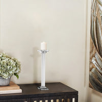 17 Inch Tall Pillar Candle Holder, Glass, Classic Clean Lined Finish, Clear - BM285267