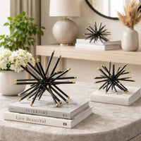 11, 8, 6 Inch Table Top Decorative Abstract Statuettes Set of 3, Black Gold - BM285282