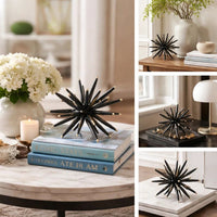 11, 8, 6 Inch Table Top Decorative Abstract Statuettes Set of 3, Black Gold - BM285282