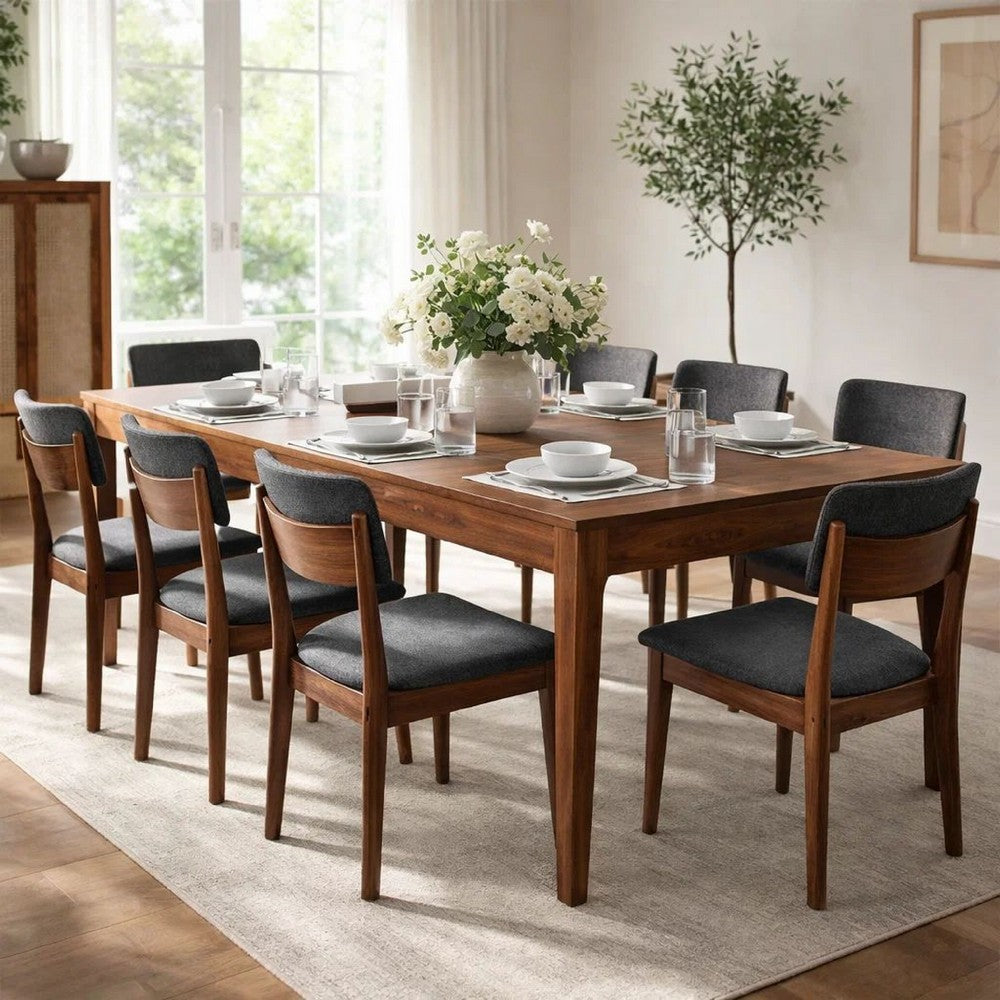 52 Inch Modern Coffee Table, Acacia Wood with Classic Block Legs, Brown - BM285385