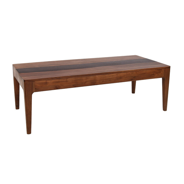 52 Inch Modern Coffee Table, Acacia Wood with Classic Block Legs, Brown - BM285385