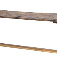 87 Inch Rustic Console Table, Live Edge Wood, Distressed Brown - BM285432