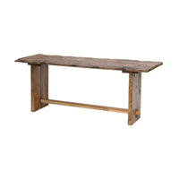 87 Inch Rustic Console Table, Live Edge Wood, Distressed Brown - BM285432