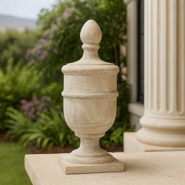 22 Inch Classical Accent Decor Statuette, Turned Finial Design, Off White - BM285582
