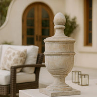 22 Inch Classical Accent Decor Statuette, Turned Finial Design, Off White - BM285582