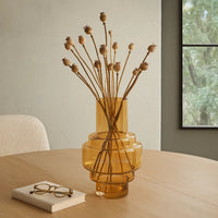 Alma 14 Inch Modern Vase, Geometric Design, Amber Luster Glass Frame - BM285598