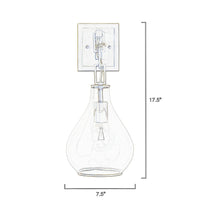 Ada 18 Inch Modern Wall Sconce, Real Blown Glass, 40W Bulb, Brass Finish