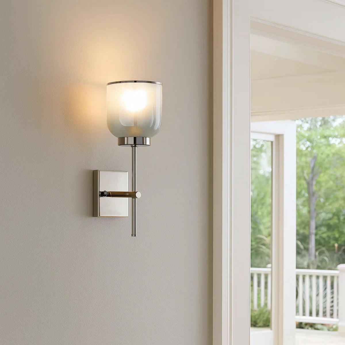 Abi 18 Inch Wall Sconce, Hand Blown Glass in Smooth Metallic Gray, 40W  - BM285702