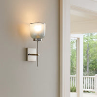 Abi 18 Inch Wall Sconce, Hand Blown Glass in Smooth Metallic Gray, 40W  - BM285702