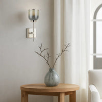 Abi 18 Inch Wall Sconce, Hand Blown Glass in Smooth Metallic Gray, 40W  - BM285702