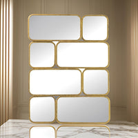 32 Inch Luxury Wall Decor Mirror, 8 Gold Finished Curved Metal Frames - BM285900