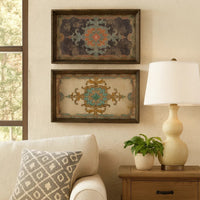 25 Inch Wood Tray, Vintage Style, Distressed Brown Wood Frame, Set of 2 - BM285901