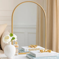 Cod 36 Inch Wall Mounted Mirror, Wide Arched Design Gold Metal Frame - BM285939