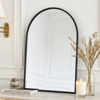 Cod 36 Inch Wall Mounted Mirror, Wide Arched Design Black Metal Frame - BM285949