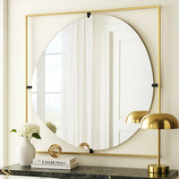 Ani 32 Inch Mirror, Artistic Oval Cut Out Design, Gold Finish Metal Frame - BM285959