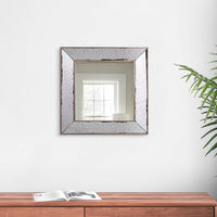 Filo 18 Inch Square Wall Accent Mirror, Raised Tray Edges, Mirrored Frame - BM286131