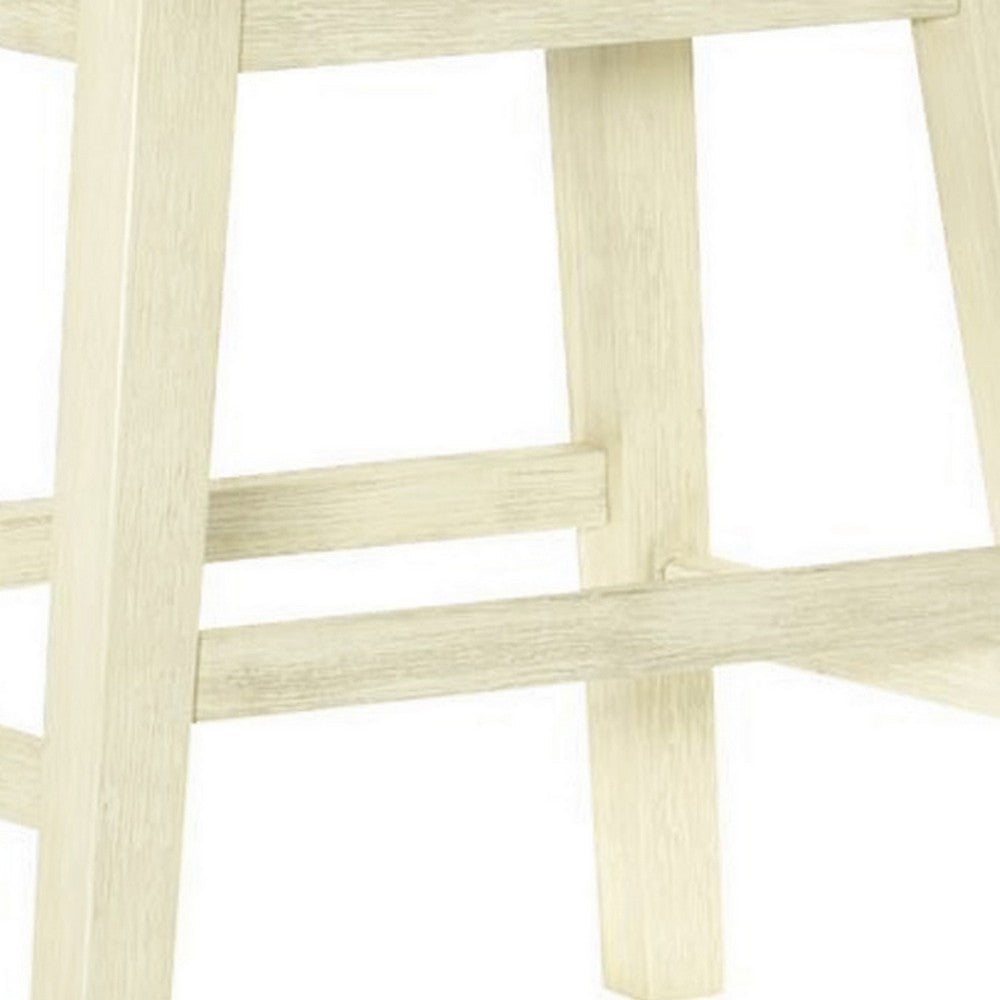 Joss 24 Inch Counter Stool, Gray Cushioning, Saddle Seat, Set of 2, Cream - BM286288