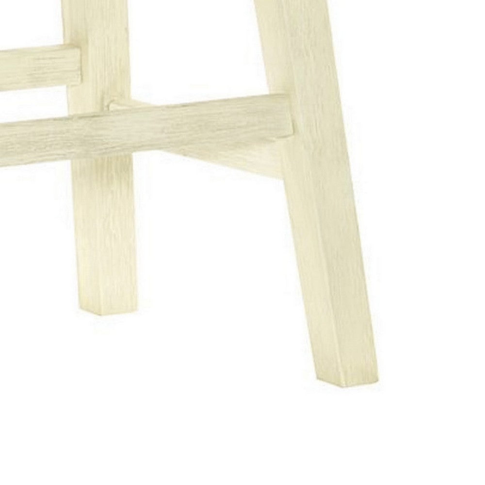 Joss 24 Inch Counter Stool, Gray Cushioning, Saddle Seat, Set of 2, Cream - BM286288