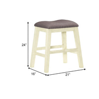 Joss 24 Inch Counter Stool, Gray Cushioning, Saddle Seat, Set of 2, Cream - BM286288