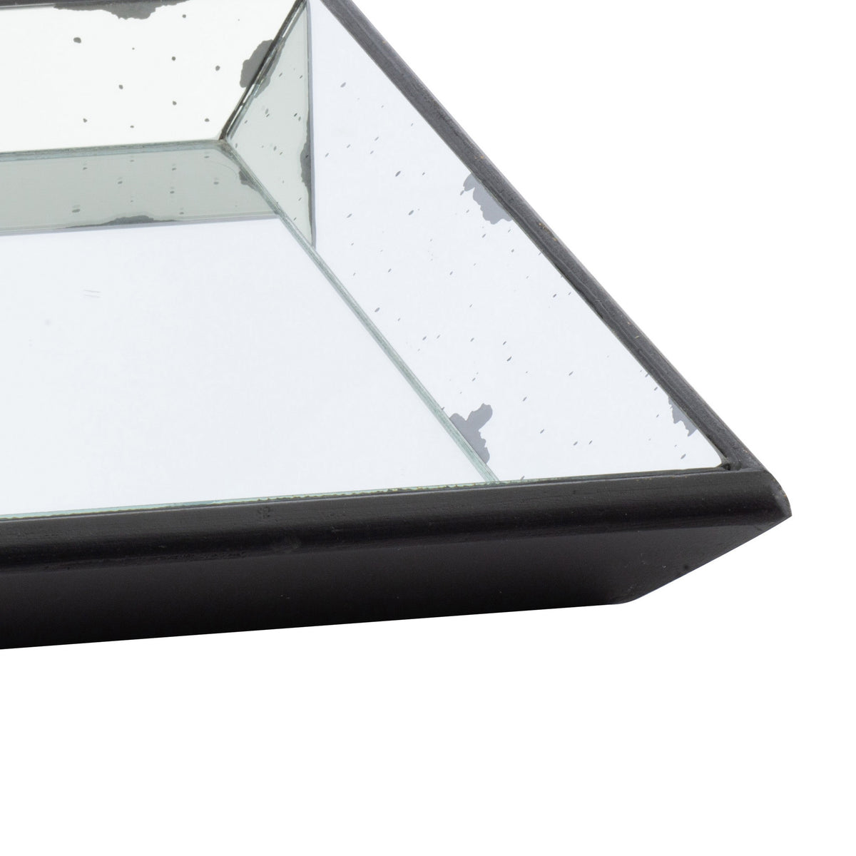 24 Inch Square Decorative Tray with Mirrored Surface, Modern Style, Black - BM286364