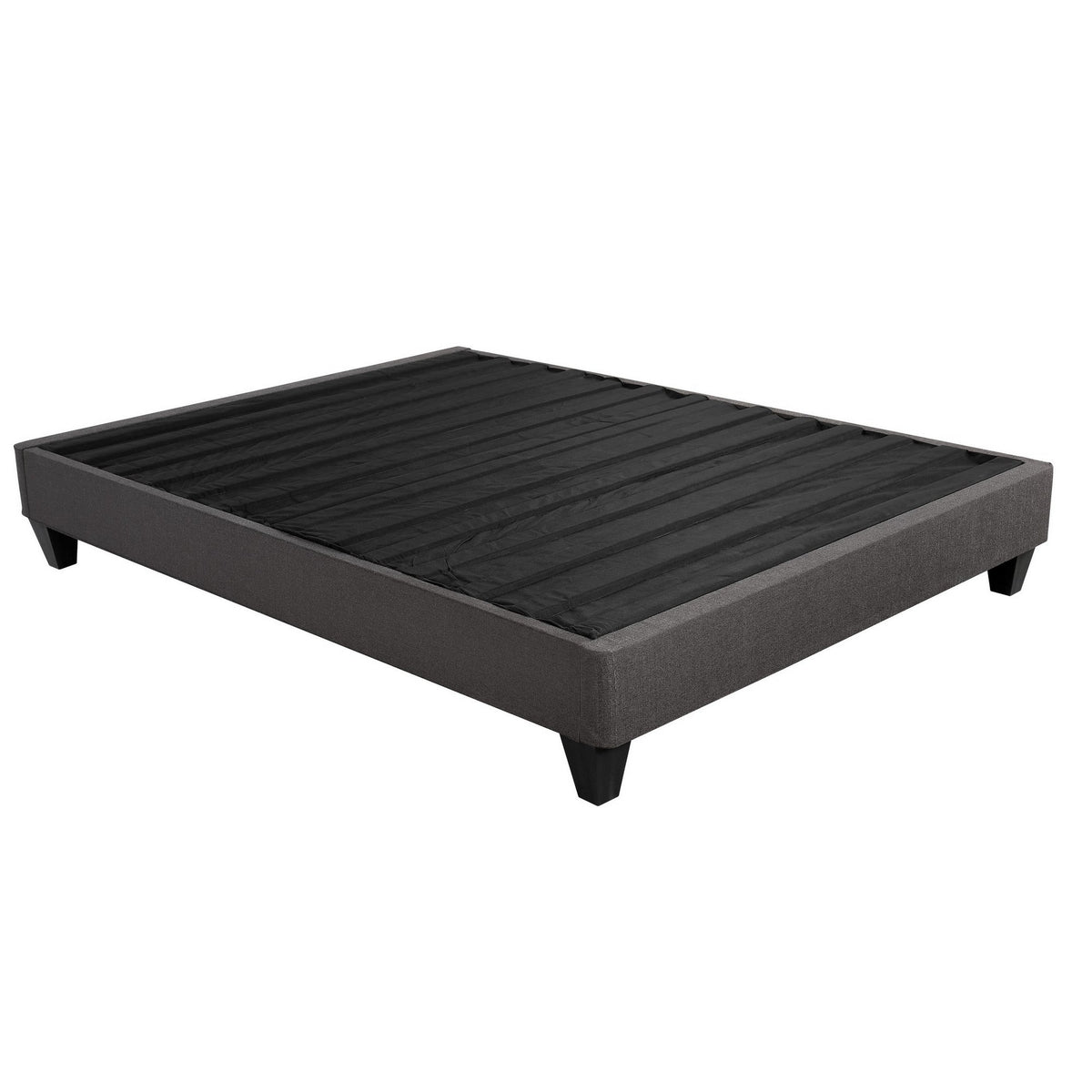 Tamy 13 Inch Full Size Platform Bed Frame, Wood Base, Dark Gray Linen-BM286478