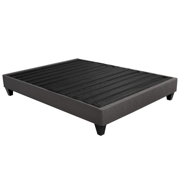 Tamy 13 Inch Twin Size Platform Bed Frame, Wood Base, Dark Gray Linen-BM286481