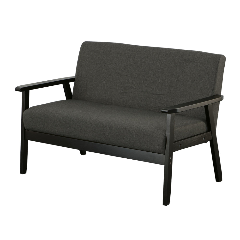 Gala 45 Inch Modern Loveseat Bench, Dark Gray Fabric, Jet Black Wood Frame - BM286582