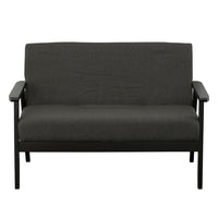 Gala 45 Inch Modern Loveseat Bench, Dark Gray Fabric, Jet Black Wood Frame - BM286582