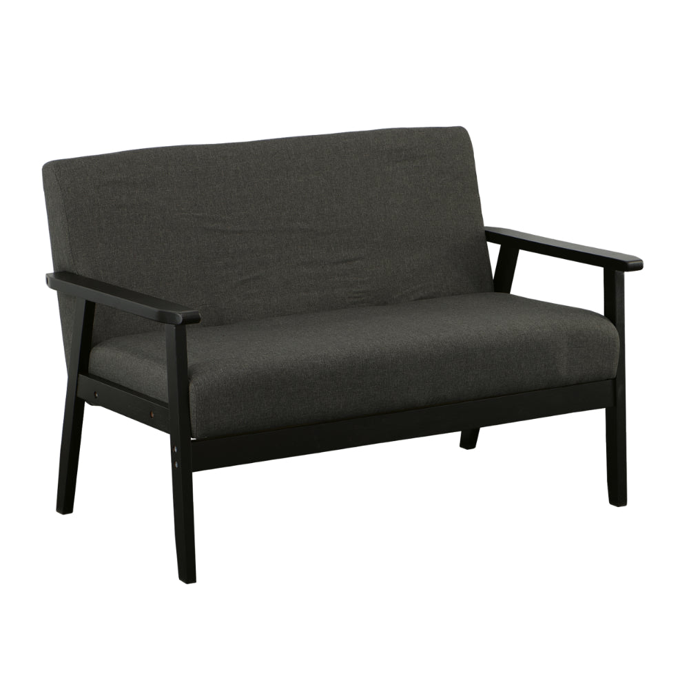 Gala 45 Inch Modern Loveseat Bench, Dark Gray Fabric, Jet Black Wood Frame - BM286582