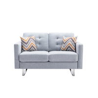 Caden 54 Inch Modern Loveseat with Side Pocket and 2 Pillows, Light Gray - BM286681