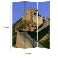 Brar 71 Inch 3 Panel Canvas Screen, Great Wall of China Print, Multicolor - BM287509