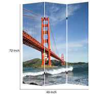 Brar 71 Inch 3 Panel Canvas Screen, San Francisco, Golden Gate Bridge - BM287511