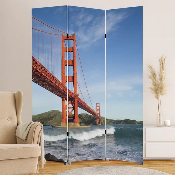Brar 71 Inch 3 Panel Canvas Screen, San Francisco, Golden Gate Bridge - BM287511