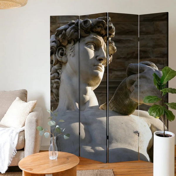 Brar 71 Inch 3 Panel Canvas Screen, Michelangelos David Print, Multicolor - BM287512